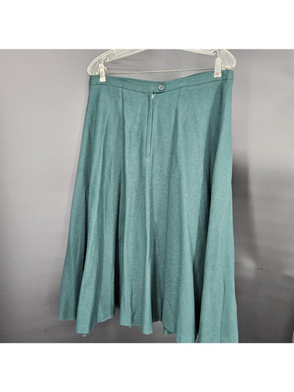 Skirt 14 Green A-Line Midi Pleated High Waist Woven Zip Classic Flowy Office - Picture 4 of 9